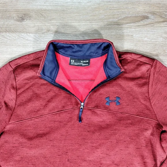 Under Armour Red Quarter-Zip Pullover Men XL Relaxed Casual Fall Winter Fashion - Picture 3 of 6